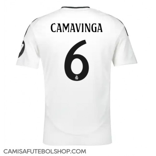 Camisa de time de futebol Real Madrid Eduardo Camavinga #6 Replicas 1º Equipamento 2024-25 Manga Curta